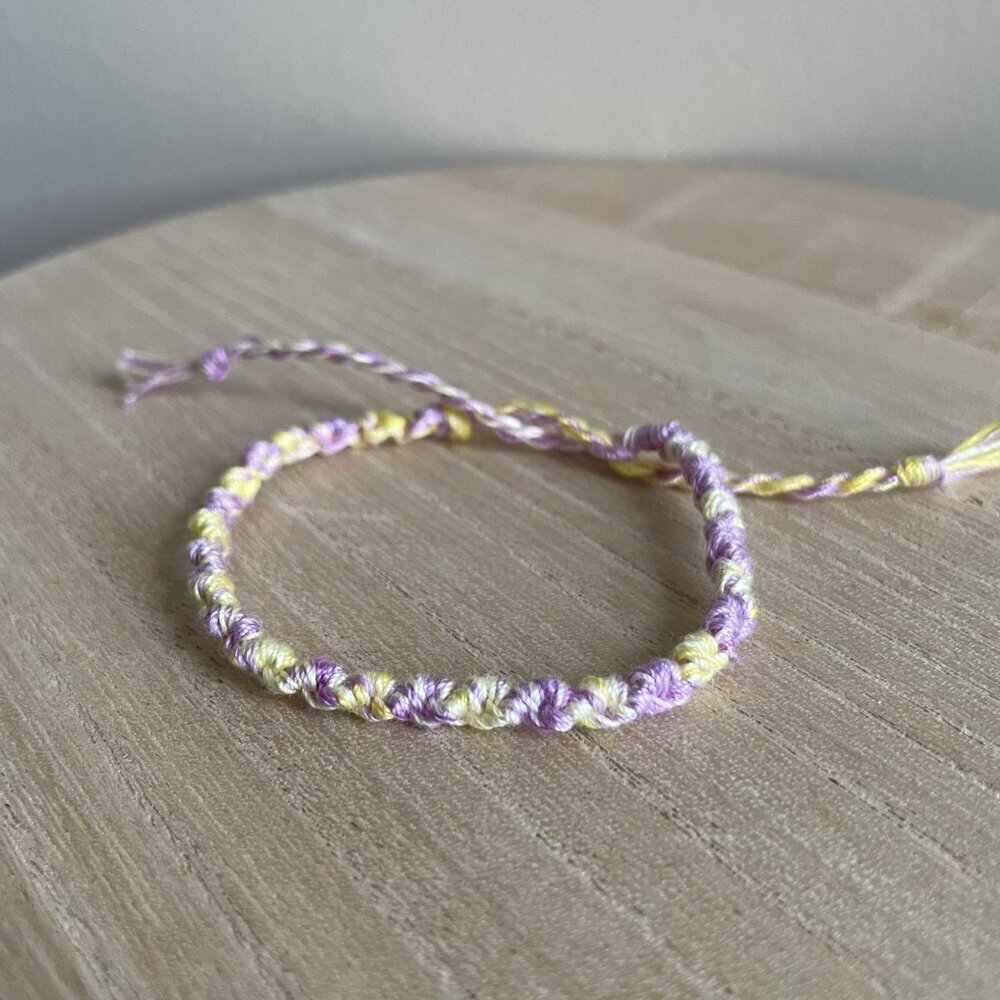 Zuzu Woven Friendship Bracelet OS Yellow Purple Women Cotton Tie Anklet